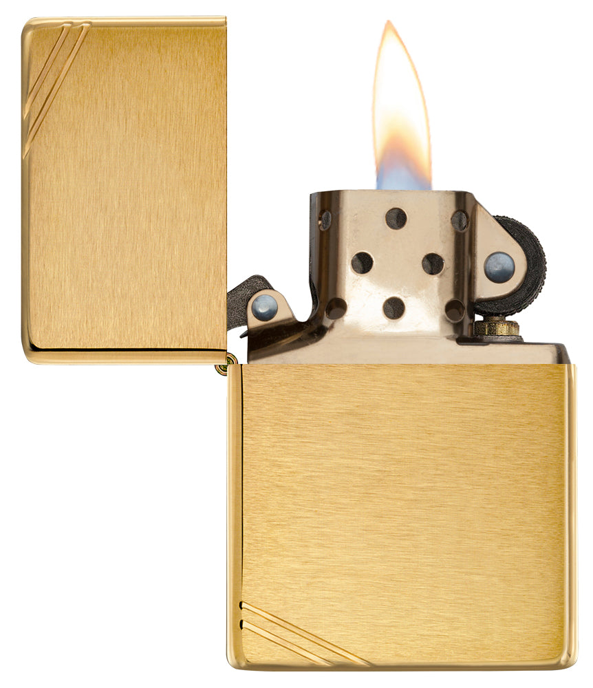Zippo Brushed Brass Vintage with Slashes