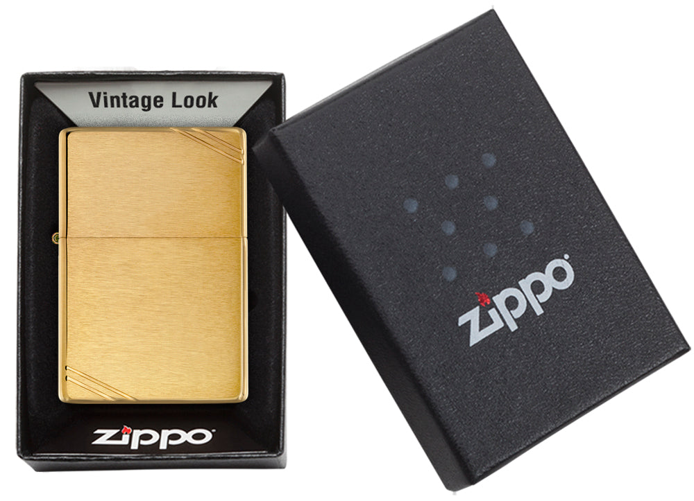 Zippo Brushed Brass Vintage with Slashes
