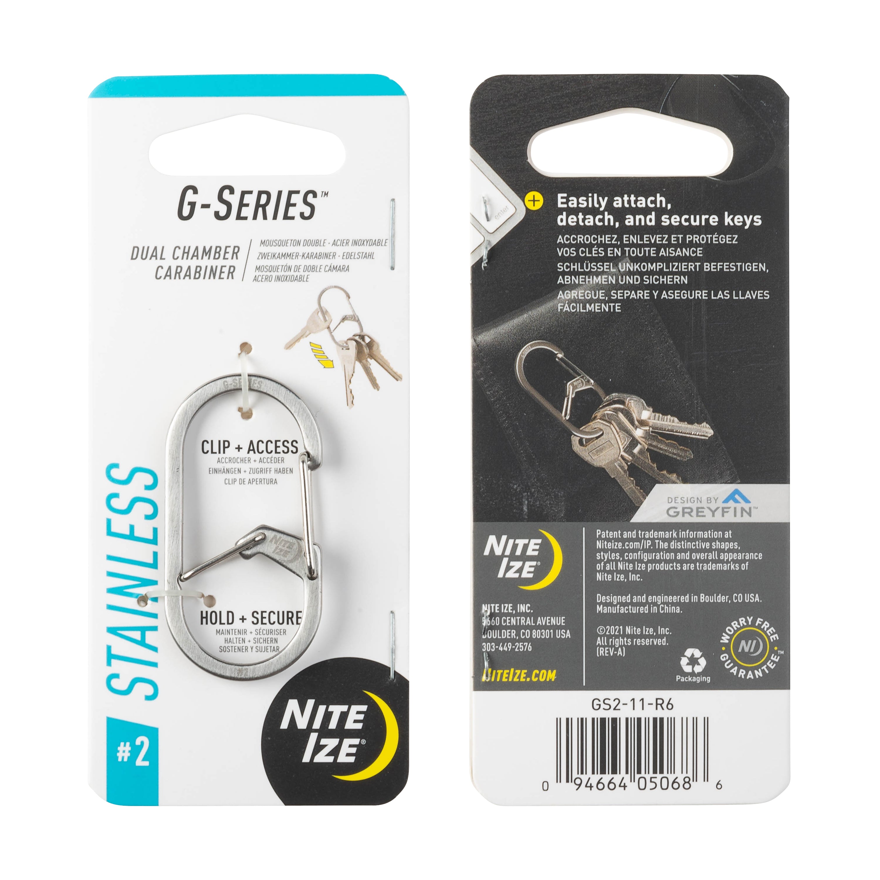 Nite Ize G-Series™ Dual Chamber Carabiner #2 - Stainless Steel