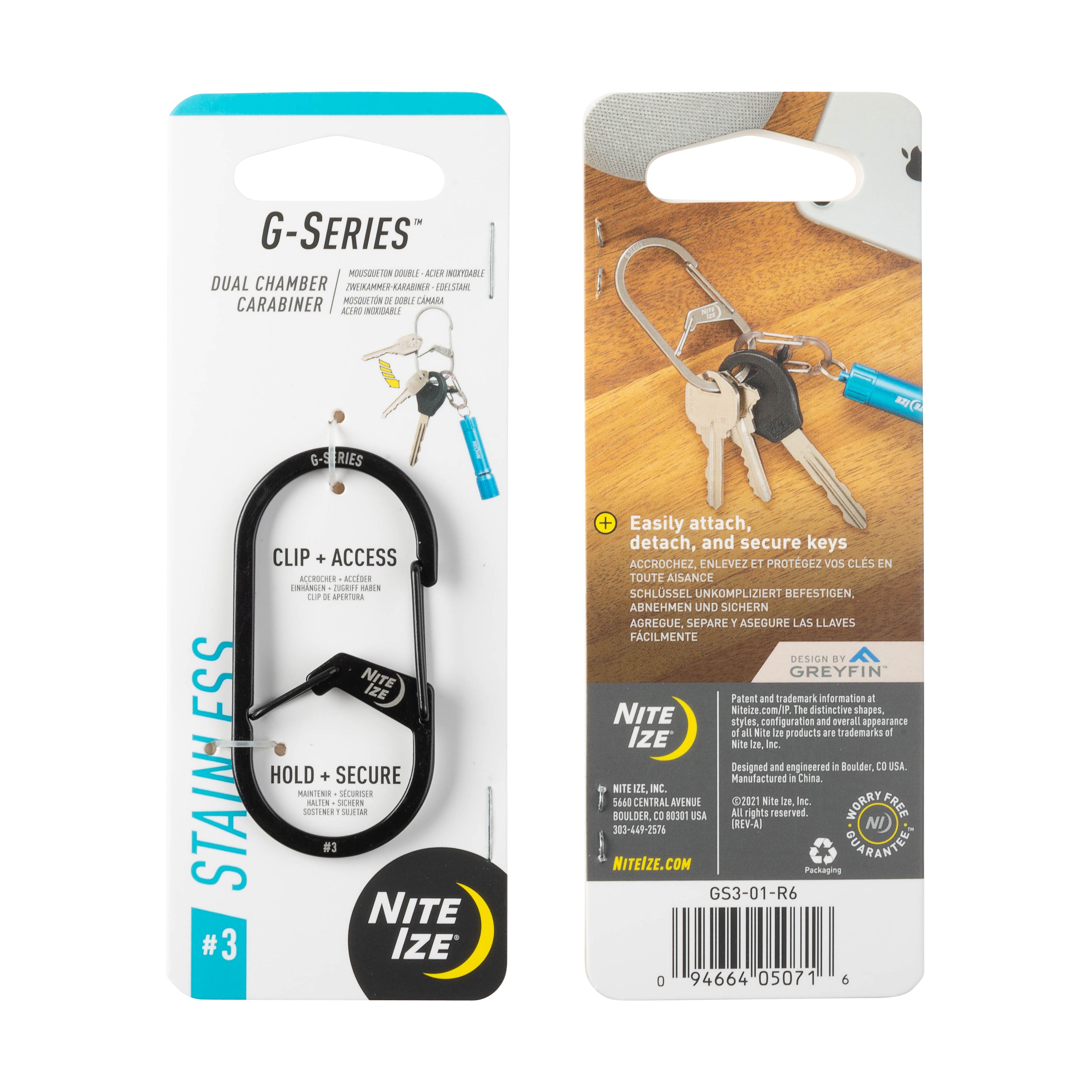 Nite Ize G-Series™ Dual Chamber Carabiner #3 - Black