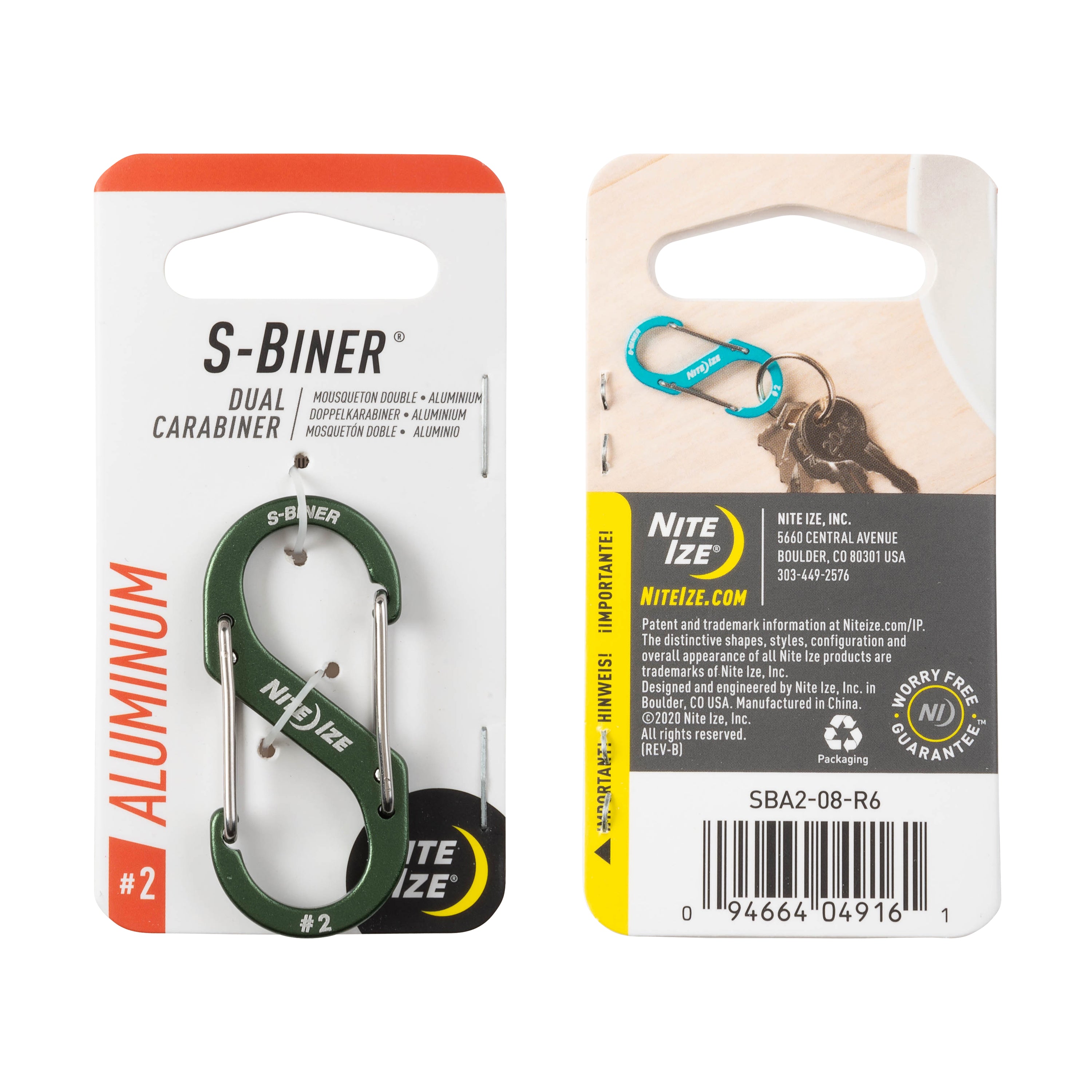 Nite Ize S-Biner® Aluminum Dual Carabiner #2 - Olive