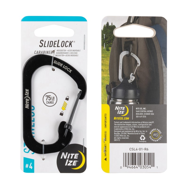 Nite Ize Slidelock® Carabiner Stainless Steel #4 - Black